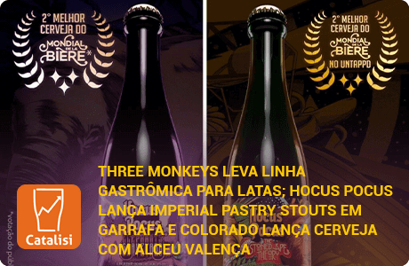 Three Monkeys leva linha gastrômica para latas; Hocus Pocus lança Imperial Pastry Stouts em garrafa e Co+B1:F73lorado lança cerveja com Alceu Valença